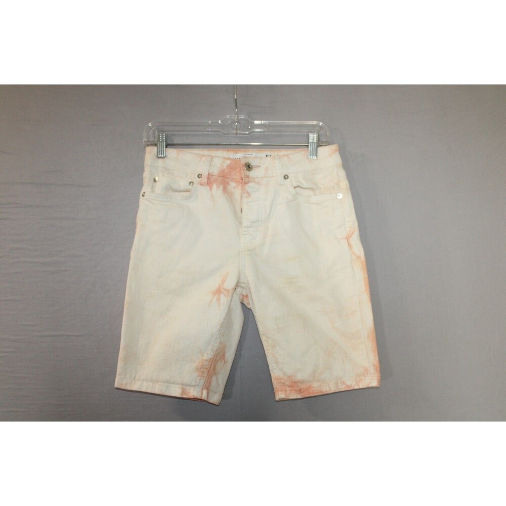 Topman Stretch Skinny  Jean Shorts Mens Size 30 Button Fly Tie-Dye Orange Beige